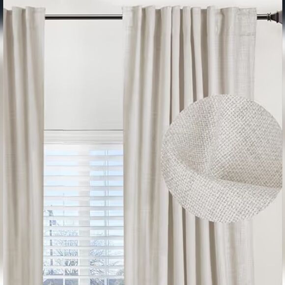 100% Blackout Curtains 102 inches Long Natural Linen Drapes 2 Panels Set - Picture 4 of 8